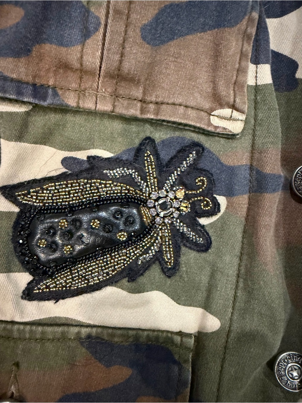 cinq a sept Camo Utility Jacket with Embroidered Patches - Picture 6 of 6